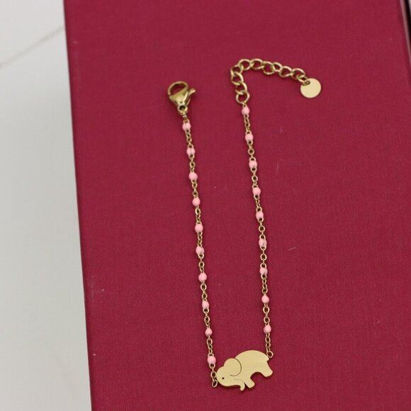 Cute Elephant Charm Yellow Bracelet with Pink Beads, XPBL0625 - Picture 11 of 11